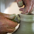 Nic Collins and Sabine Nemet in their pottery 2016